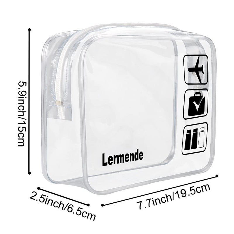 Lermende 2pcs Clear Toiletry Bag TSA Approved Travel Bag,Carry On for Travel,Airport Airline Accessories Compliant Bag,Quart Sized Makeup Cosmetic bag Women Men (Clear, 3 Pack) - Image 2